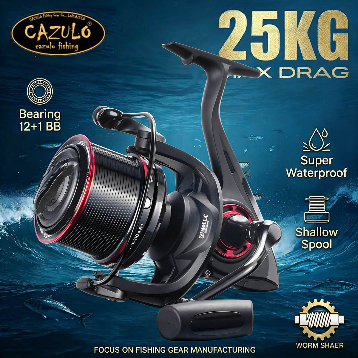 Surf Reel - CAZULO Uzun Atışlı Spin Makarası, Sahil